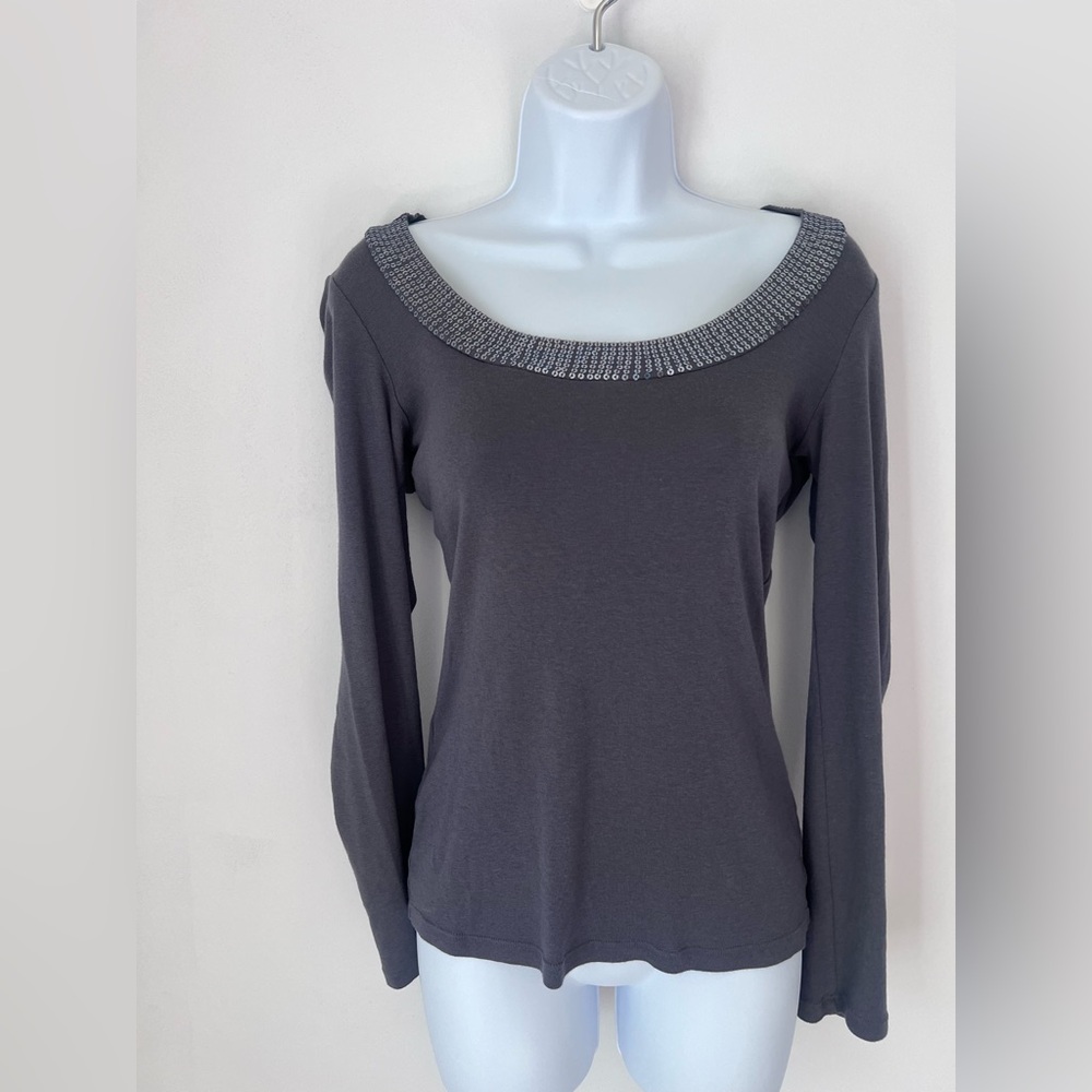 Express Longsleeve Sequin Scoop Neck Basic T. Size M. EUC